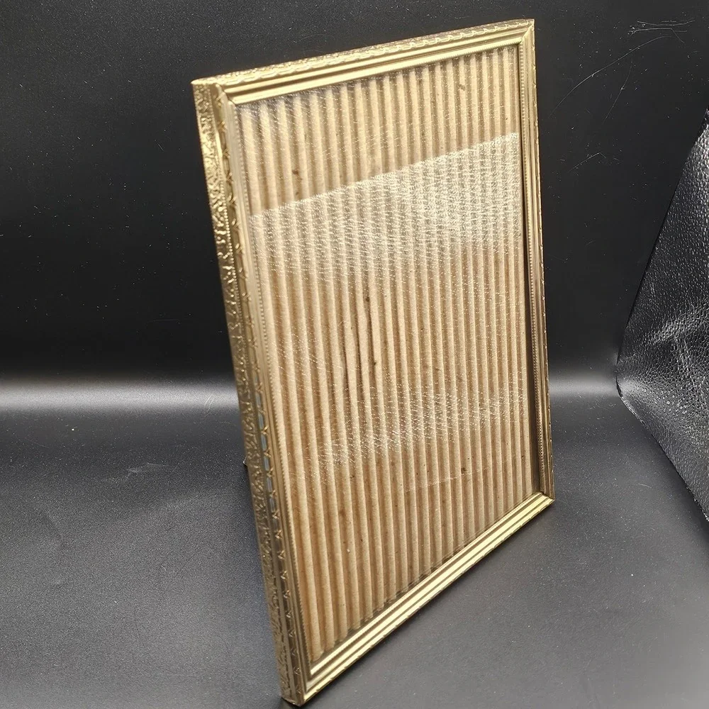 Vintage Gold Tone Ornate Metal Picture Frame Easel Back Tabletop Photo Frame